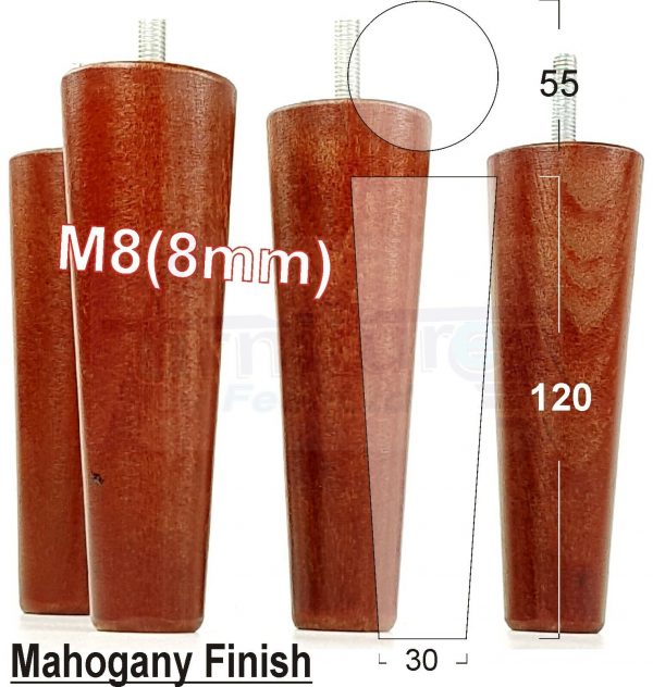 4x WOOD REPLACEMENT FURNITURE CHAIR LEGS M8(8mm) SOFA - SETTEE FEET 120mm HIGH - Image 22