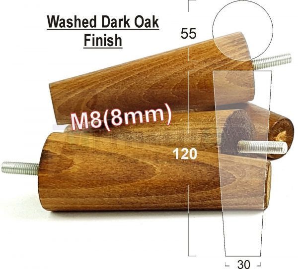 4x WOOD REPLACEMENT FURNITURE CHAIR LEGS M8(8mm) SOFA - SETTEE FEET 120mm HIGH - Image 18