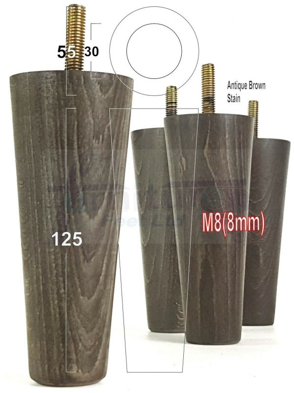4x WOOD REPLACEMENT FURNITURE CHAIR LEGS M8(8mm) SOFA - SETTEE FEET 125mm HIGH - Image 14