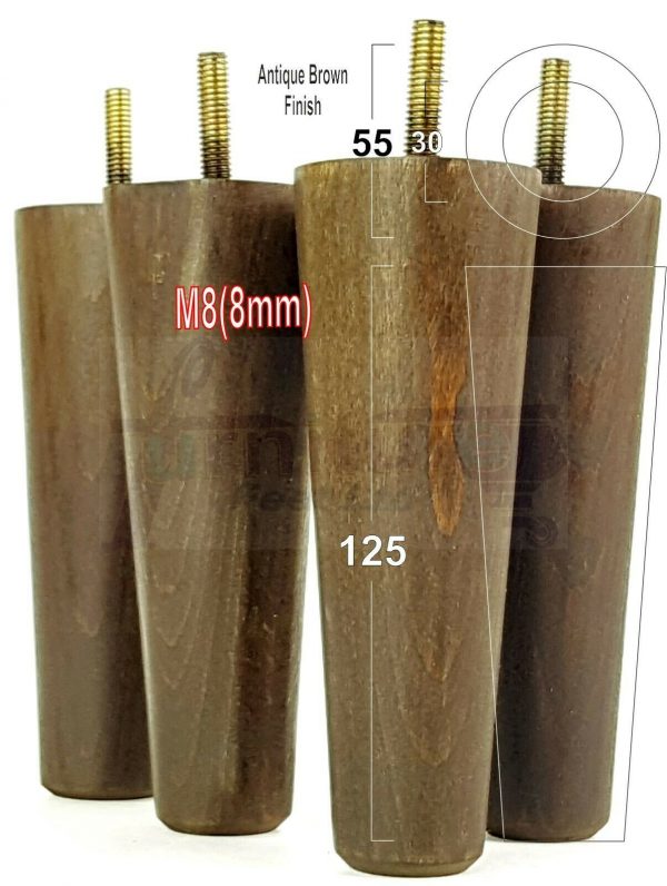 4x WOOD REPLACEMENT FURNITURE CHAIR LEGS M8(8mm) SOFA - SETTEE FEET 125mm HIGH - Image 13