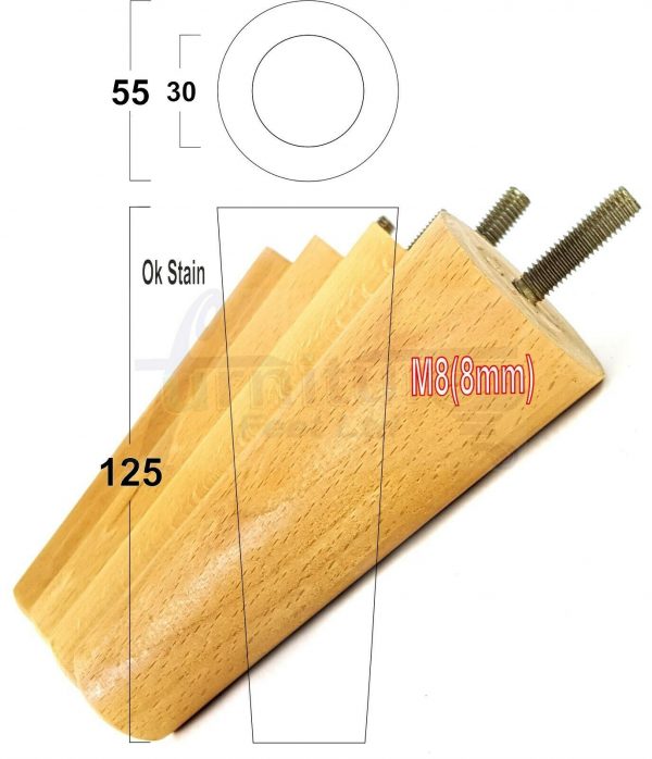 4x WOOD REPLACEMENT FURNITURE CHAIR LEGS M8(8mm) SOFA - SETTEE FEET 125mm HIGH - Image 28