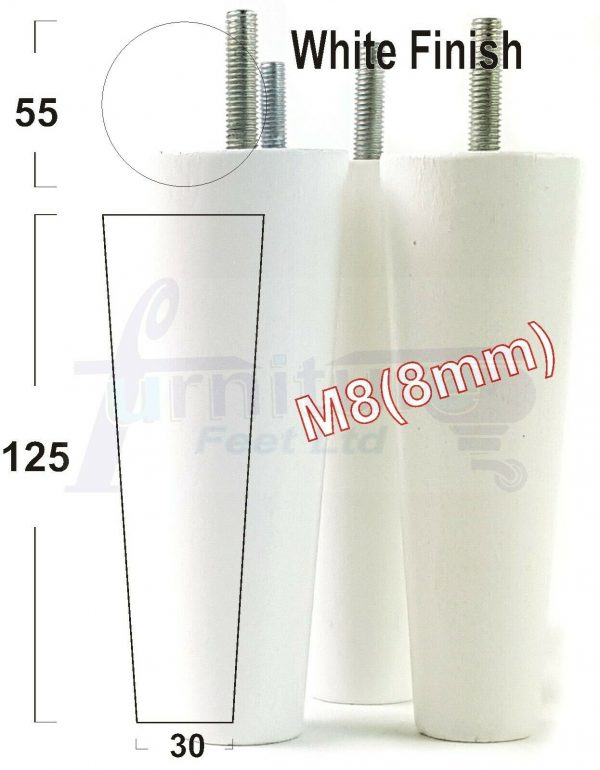 4x WOOD REPLACEMENT FURNITURE CHAIR LEGS M8(8mm) SOFA - SETTEE FEET 125mm HIGH - Image 34