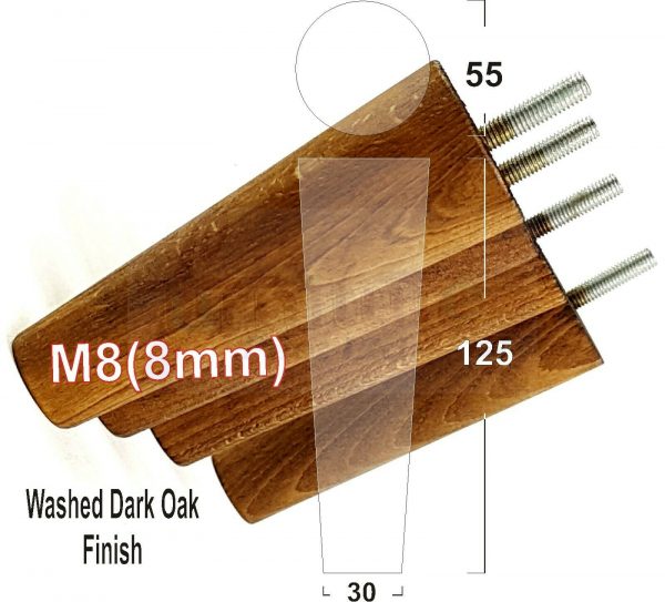 4x WOOD REPLACEMENT FURNITURE CHAIR LEGS M8(8mm) SOFA - SETTEE FEET 125mm HIGH - Image 19