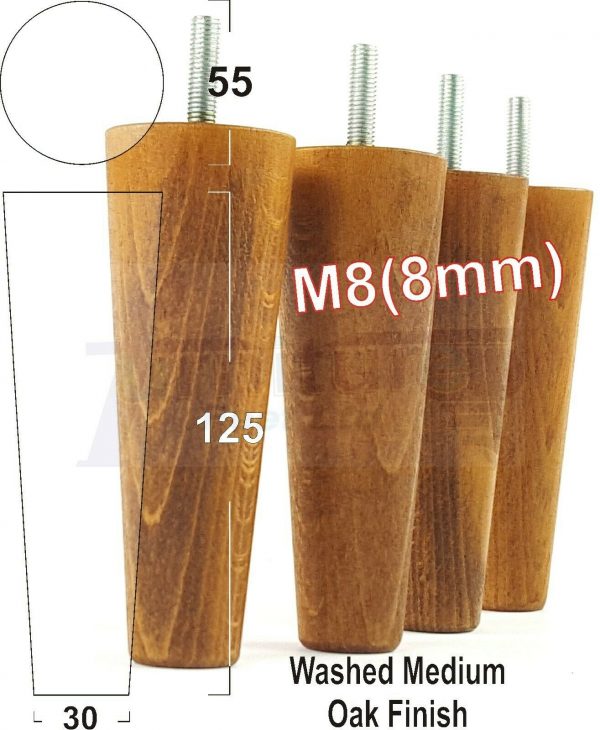 4x WOOD REPLACEMENT FURNITURE CHAIR LEGS M8(8mm) SOFA - SETTEE FEET 125mm HIGH - Image 25