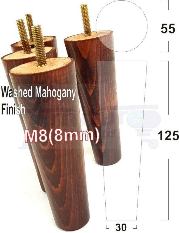 4x WOOD REPLACEMENT FURNITURE CHAIR LEGS M8(8mm) SOFA - SETTEE FEET 125mm HIGH - Image 24