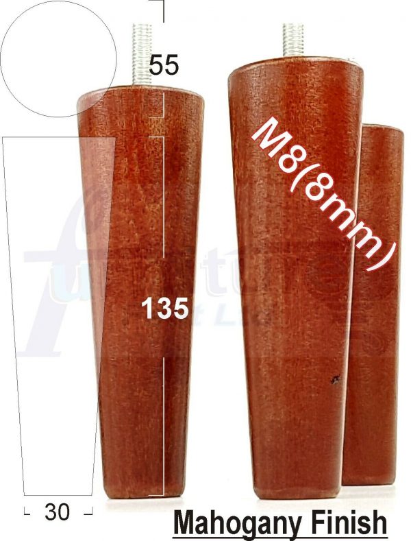 4x WOOD REPLACEMENT FURNITURE CHAIR LEGS M8(8mm) SOFA - SETTEE FEET 135mm HIGH - Image 23