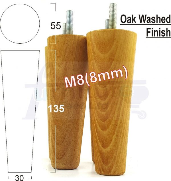 4x WOOD REPLACEMENT FURNITURE CHAIR LEGS M8(8mm) SOFA - SETTEE FEET 135mm HIGH - Image 28
