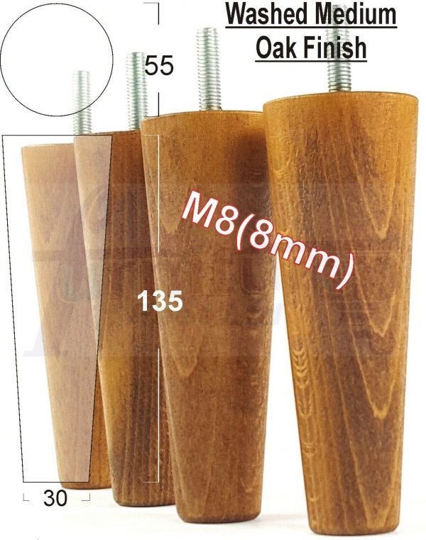 4x WOOD REPLACEMENT FURNITURE CHAIR LEGS M8(8mm) SOFA - SETTEE FEET 135mm HIGH - Image 25