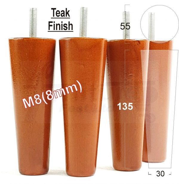 4x WOOD REPLACEMENT FURNITURE CHAIR LEGS M8(8mm) SOFA - SETTEE FEET 135mm HIGH - Image 32