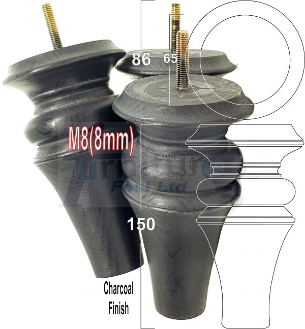 4x WOOD REPLACEMENT FURNITURE CHAIR LEGS M8(8mm) SOFA - SETTEE FEET 150mm HIGH - Image 36