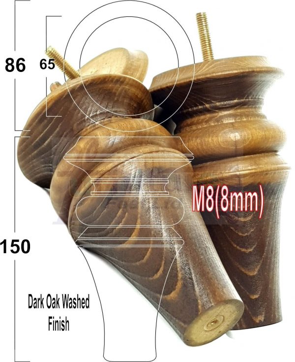 4x WOOD REPLACEMENT FURNITURE CHAIR LEGS M8(8mm) SOFA - SETTEE FEET 150mm HIGH - Image 17