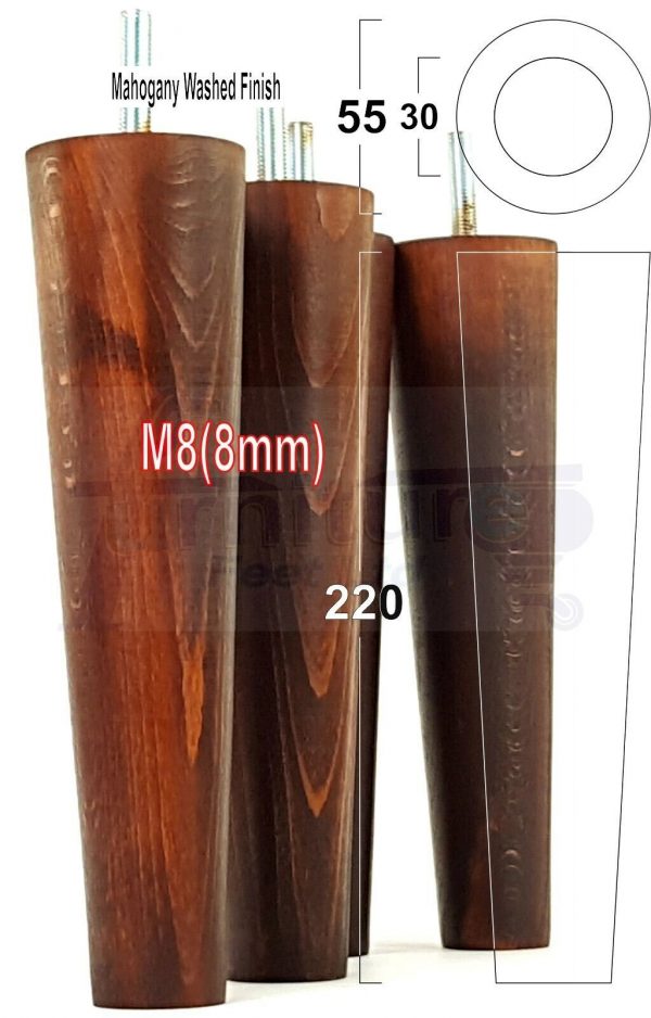 4x WOOD REPLACEMENT FURNITURE CHAIR LEGS M8(8mm) SOFA - SETTEE FEET 220mm HIGH - Image 23