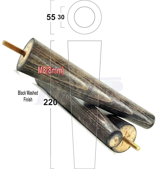 4x WOOD REPLACEMENT FURNITURE CHAIR LEGS M8(8mm) SOFA - SETTEE FEET 220mm HIGH - Image 15