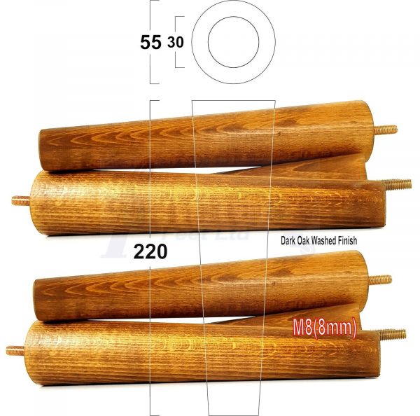 4x WOOD REPLACEMENT FURNITURE CHAIR LEGS M8(8mm) SOFA - SETTEE FEET 220mm HIGH - Image 18