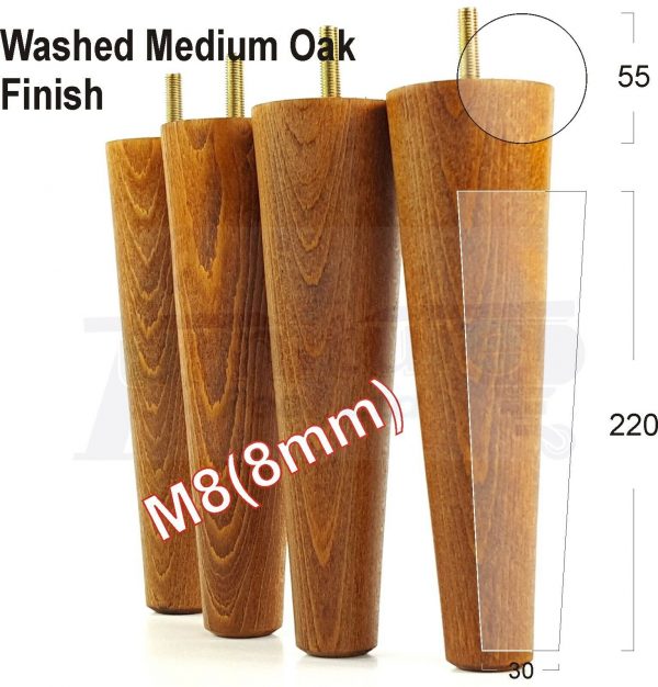 4x WOOD REPLACEMENT FURNITURE CHAIR LEGS M8(8mm) SOFA - SETTEE FEET 220mm HIGH - Image 24