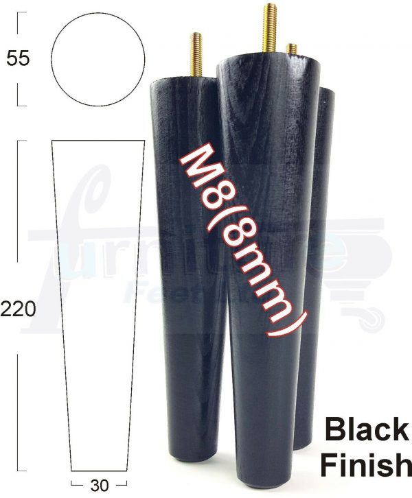 4x WOOD REPLACEMENT FURNITURE CHAIR LEGS M8(8mm) SOFA - SETTEE FEET 220mm HIGH - Image 14