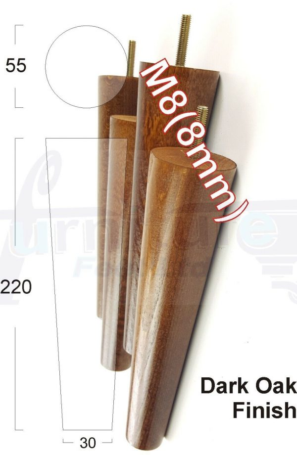 4x WOOD REPLACEMENT FURNITURE CHAIR LEGS M8(8mm) SOFA - SETTEE FEET 220mm HIGH - Image 17