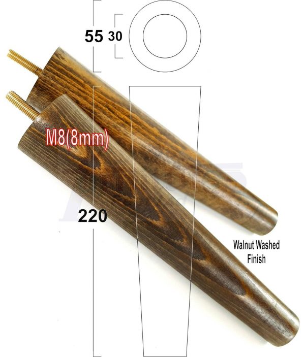 4x WOOD REPLACEMENT FURNITURE CHAIR LEGS M8(8mm) SOFA - SETTEE FEET 220mm HIGH - Image 19