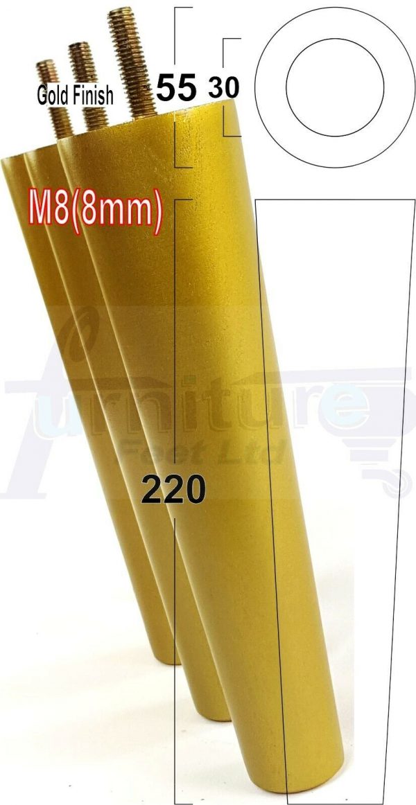 4x WOOD REPLACEMENT FURNITURE CHAIR LEGS M8(8mm) SOFA - SETTEE FEET 220mm HIGH - Image 20