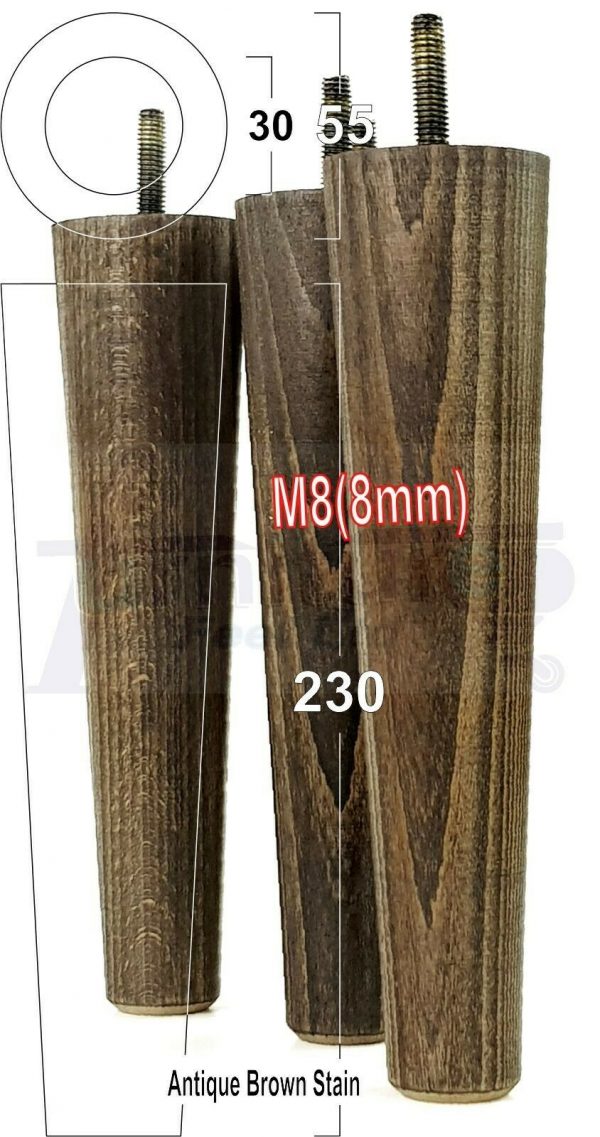 4x WOOD REPLACEMENT FURNITURE CHAIR LEGS M8(8mm) SOFA - SETTEE FEET 230mm HIGH - Image 13