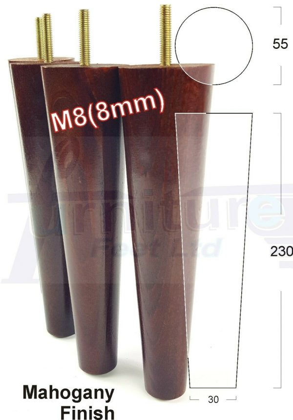4x WOOD REPLACEMENT FURNITURE CHAIR LEGS M8(8mm) SOFA - SETTEE FEET 230mm HIGH - Image 23