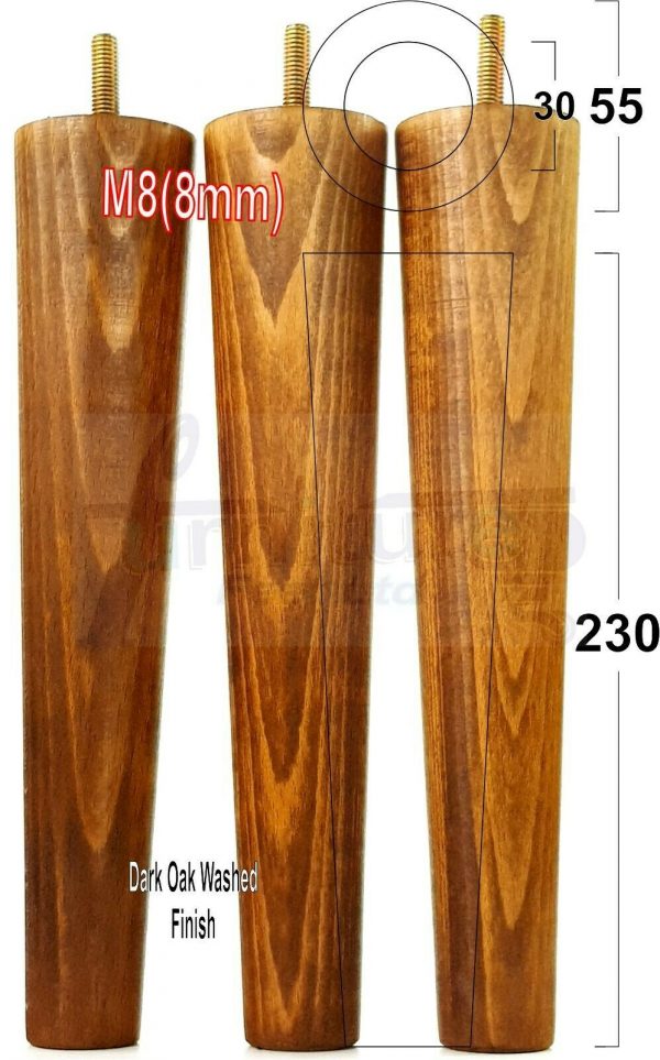 4x WOOD REPLACEMENT FURNITURE CHAIR LEGS M8(8mm) SOFA - SETTEE FEET 230mm HIGH - Image 19