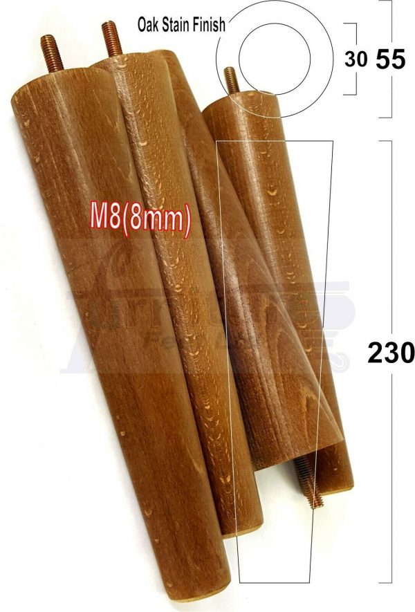4x WOOD REPLACEMENT FURNITURE CHAIR LEGS M8(8mm) SOFA - SETTEE FEET 230mm HIGH - Image 29