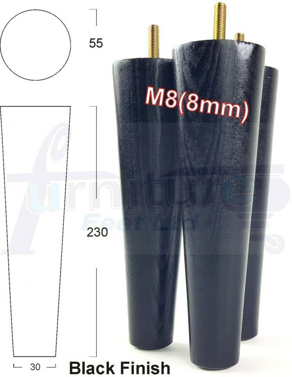 4x WOOD REPLACEMENT FURNITURE CHAIR LEGS M8(8mm) SOFA - SETTEE FEET 230mm HIGH - Image 15