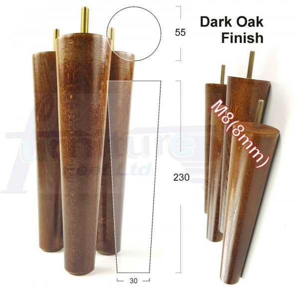 4x WOOD REPLACEMENT FURNITURE CHAIR LEGS M8(8mm) SOFA - SETTEE FEET 230mm HIGH - Image 18