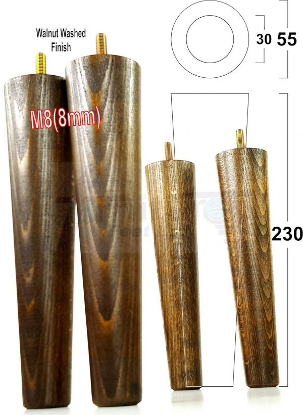 4x WOOD REPLACEMENT FURNITURE CHAIR LEGS M8(8mm) SOFA - SETTEE FEET 230mm HIGH - Image 20