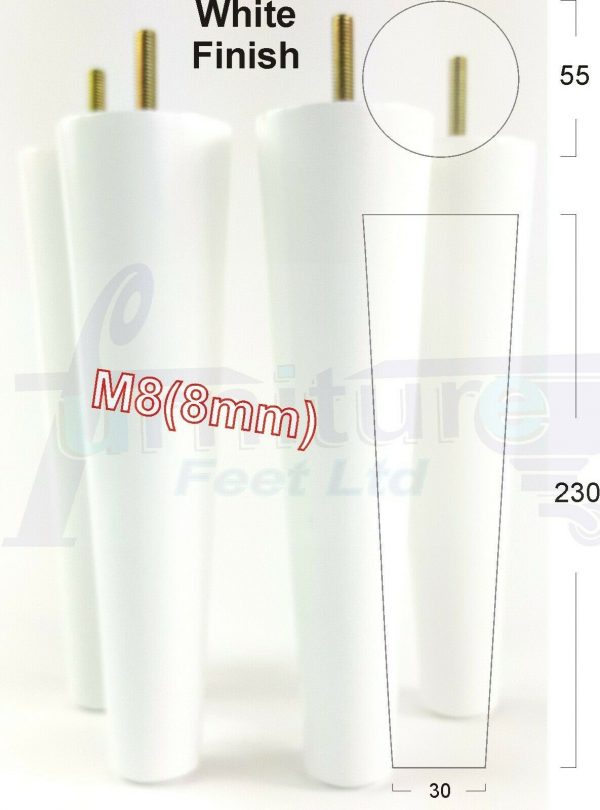 4x WOOD REPLACEMENT FURNITURE CHAIR LEGS M8(8mm) SOFA - SETTEE FEET 230mm HIGH - Image 33