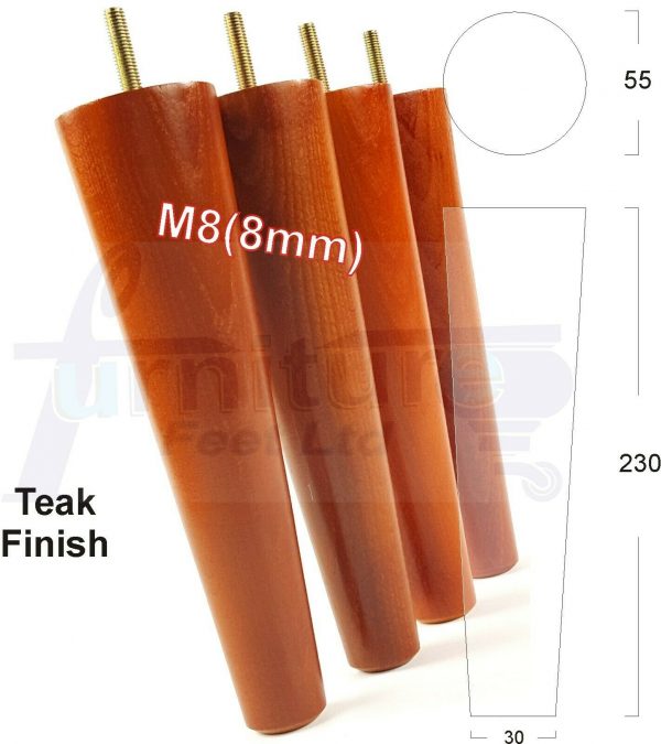 4x WOOD REPLACEMENT FURNITURE CHAIR LEGS M8(8mm) SOFA - SETTEE FEET 230mm HIGH - Image 32