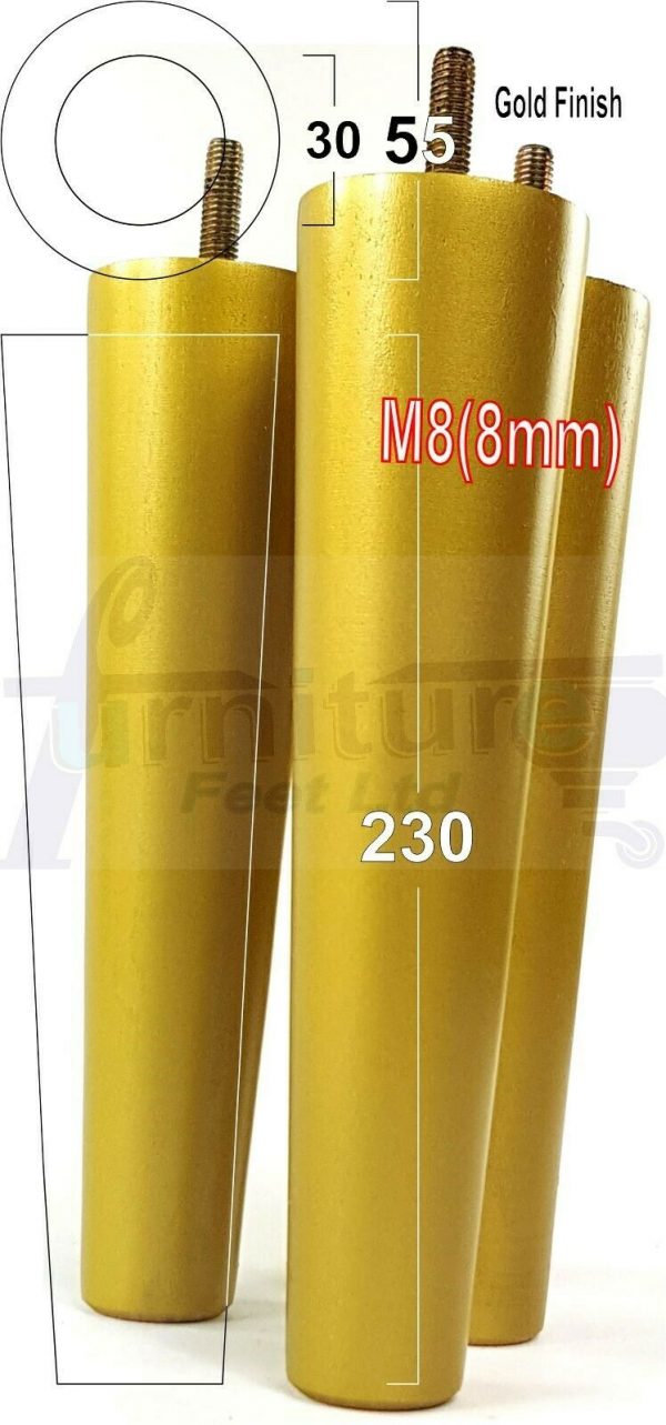4x WOOD REPLACEMENT FURNITURE CHAIR LEGS M8(8mm) SOFA - SETTEE FEET 230mm HIGH - Image 21