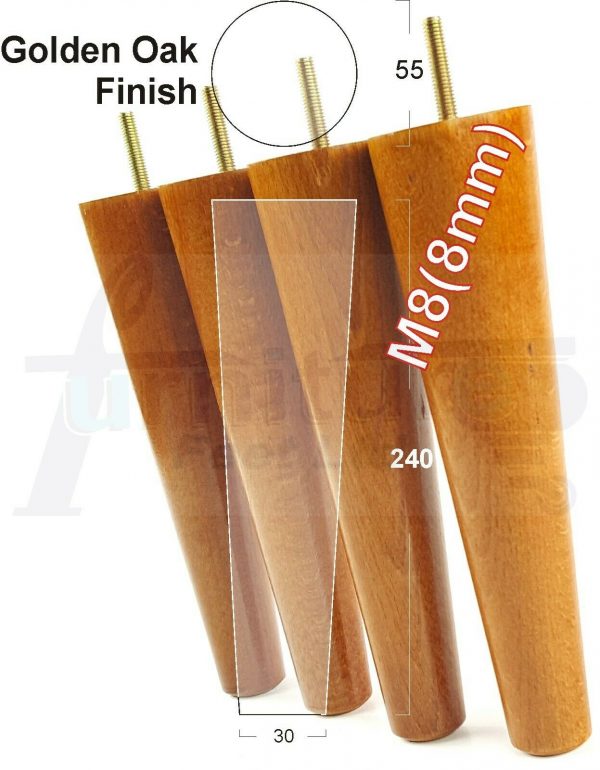 4x WOOD REPLACEMENT FURNITURE CHAIR LEGS M8(8mm) SOFA - SETTEE FEET 240mm HIGH - Image 22