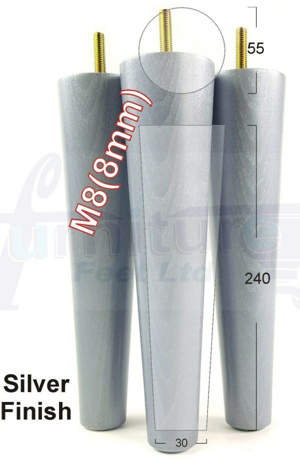 4x WOOD REPLACEMENT FURNITURE CHAIR LEGS M8(8mm) SOFA - SETTEE FEET 240mm HIGH - Image 30