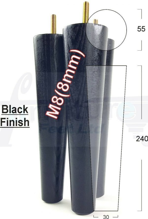 4x WOOD REPLACEMENT FURNITURE CHAIR LEGS M8(8mm) SOFA - SETTEE FEET 240mm HIGH - Image 15