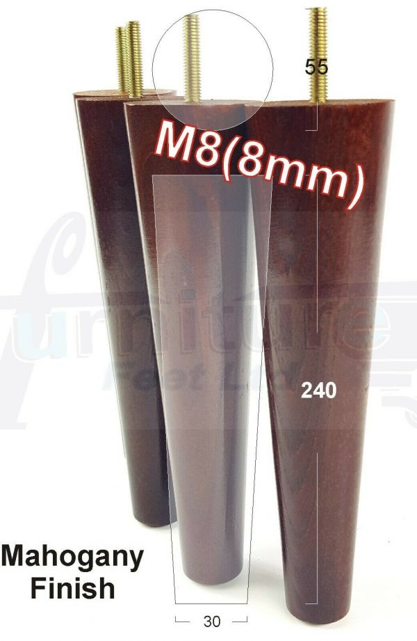 4x WOOD REPLACEMENT FURNITURE CHAIR LEGS M8(8mm) SOFA - SETTEE FEET 240mm HIGH - Image 23