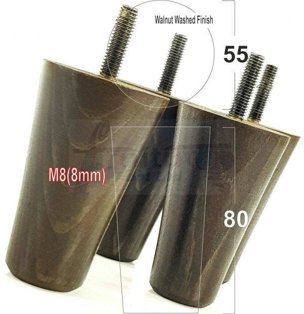 4x WOOD REPLACEMENT FURNITURE CHAIR LEGS M8(8mm) SOFA - SETTEE FEET 80mm HIGH - Image 13