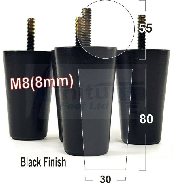 4x WOOD REPLACEMENT FURNITURE CHAIR LEGS M8(8mm) SOFA - SETTEE FEET 80mm HIGH - Image 15