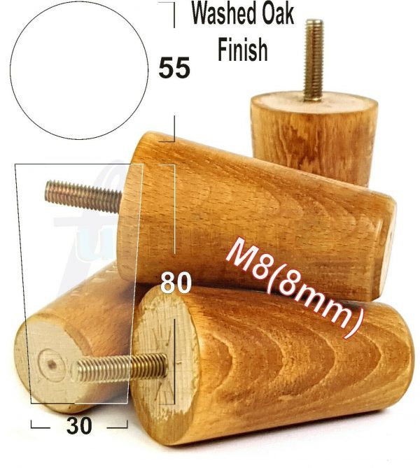 4x WOOD REPLACEMENT FURNITURE CHAIR LEGS M8(8mm) SOFA - SETTEE FEET 80mm HIGH - Image 28