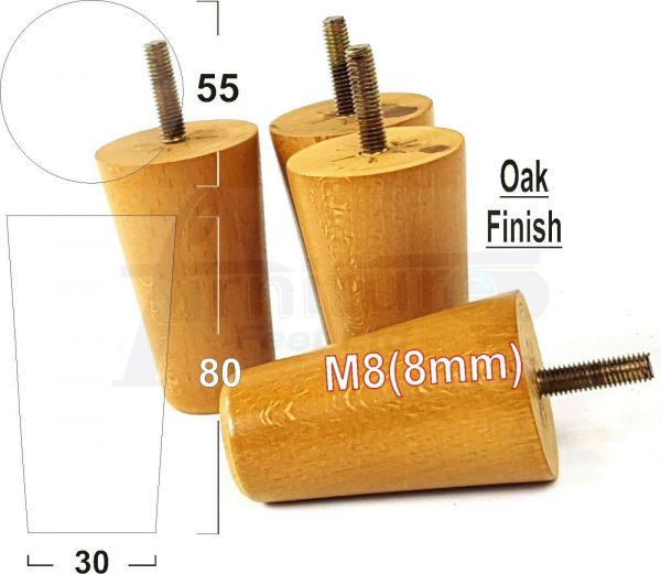 4x WOOD REPLACEMENT FURNITURE CHAIR LEGS M8(8mm) SOFA - SETTEE FEET 80mm HIGH - Image 27