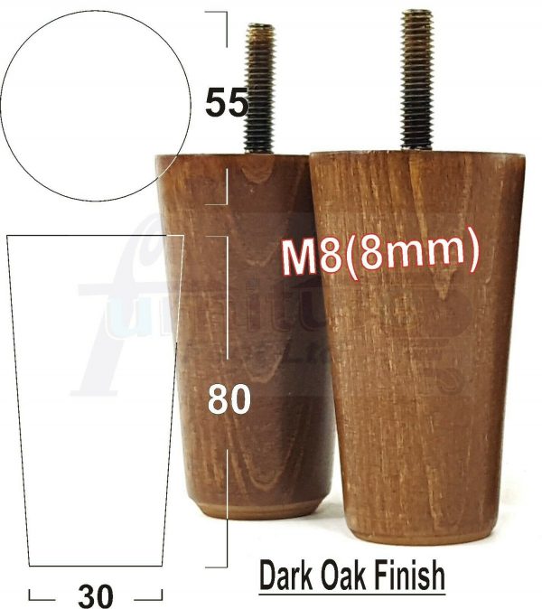 4x WOOD REPLACEMENT FURNITURE CHAIR LEGS M8(8mm) SOFA - SETTEE FEET 80mm HIGH - Image 18