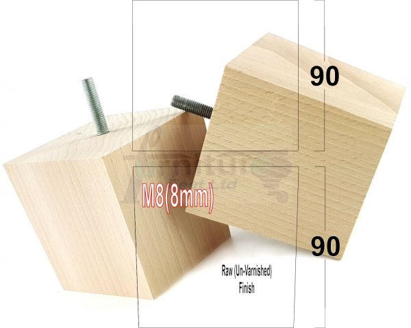 4x WOOD REPLACEMENT FURNITURE CHAIR LEGS M8(8mm) SOFA - SETTEE FEET 90mm HIGH - Image 23