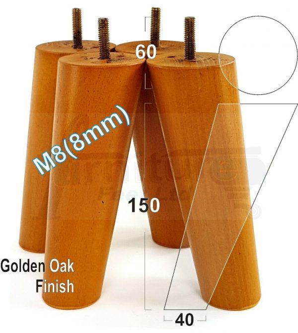 4x WOODEN ANGLED SOFA LEGS 150mm High CHAIR FURNITURE REPLACEMENT FEET M8(8mm) - Image 20