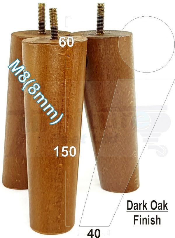 4x WOODEN ANGLED SOFA LEGS 150mm High CHAIR FURNITURE REPLACEMENT FEET M8(8mm) - Image 16