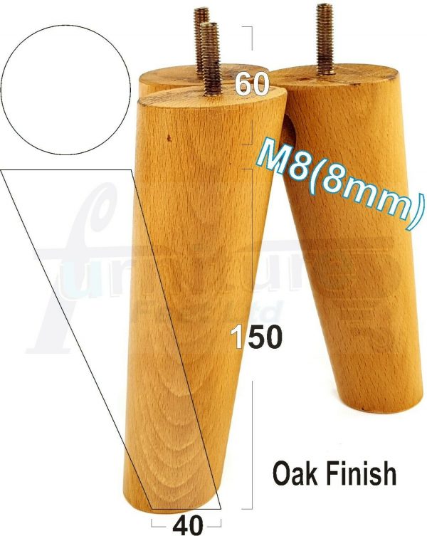 4x WOODEN ANGLED SOFA LEGS 150mm High CHAIR FURNITURE REPLACEMENT FEET M8(8mm) - Image 26