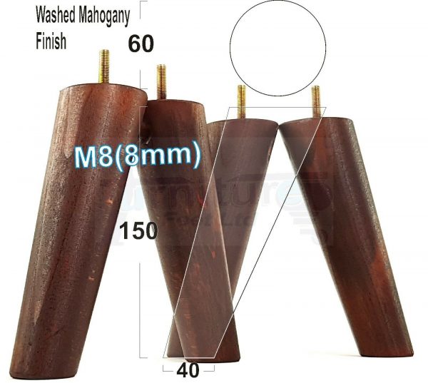 4x WOODEN ANGLED SOFA LEGS 150mm High CHAIR FURNITURE REPLACEMENT FEET M8(8mm) - Image 23