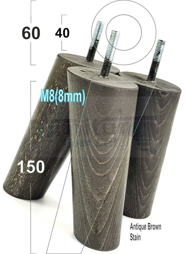 4x WOODEN ANGLED SOFA LEGS 150mm High CHAIR FURNITURE REPLACEMENT FEET M8(8mm) - Image 13