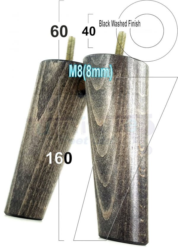 4x WOODEN ANGLED SOFA LEGS 160mm High CHAIR FURNITURE REPLACEMENT FEET M8(8mm) - Image 15