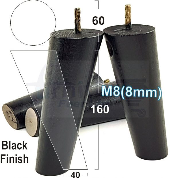 4x WOODEN ANGLED SOFA LEGS 160mm High CHAIR FURNITURE REPLACEMENT FEET M8(8mm) - Image 14